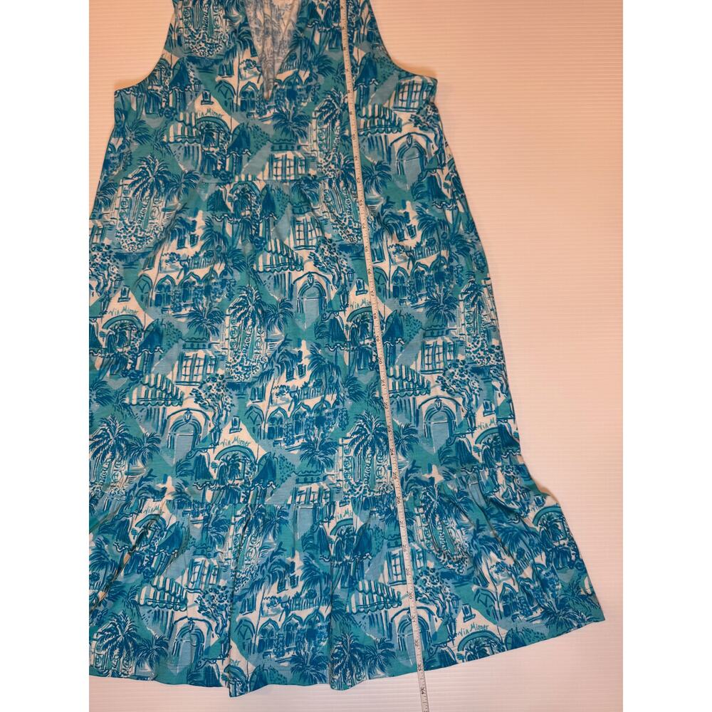 Lilly Pulitzer Lindy Dress XXS Amalfi Blue Swing Shift Resort Tropical Cotton - Picture 9 of 12